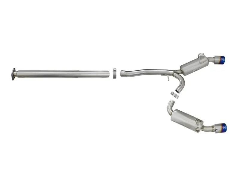 Afe Takeda 3In. To 2.5In. 304 Ss C/B Exhaust 08-15 Mitsubishi Evo I4-2.0L (T) - Blue Flamed Tips 2