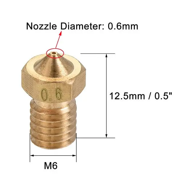 0.6 Mm Nozzle V6 Type For 3D Printer Brass Nozzle (Pack Of 1) 1
