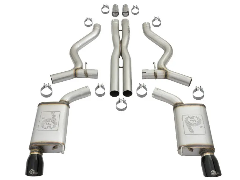 Afe Machforce Xp 3In 304 Ss Cat-Back Exhausts W/ Black Tips 15-17 Ford Mustang Gt V8-5.0L/V6-3.7L 2