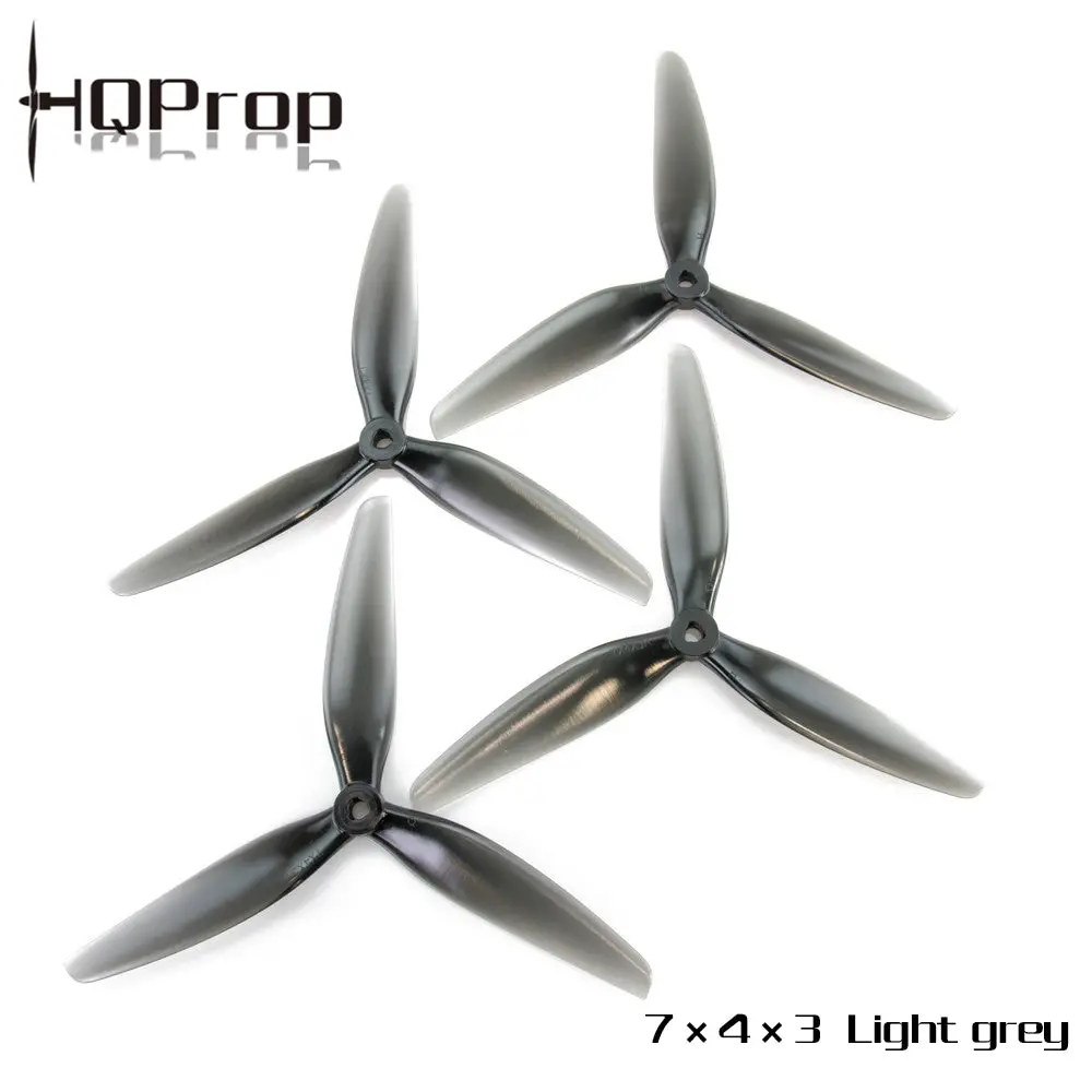 Hq Macroquad Prop 7X4x3 (2 Cw + 2 Ccw) Poly Carbonate Triblade Propeller Light Grey 1