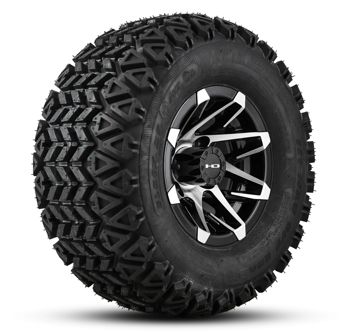 Hd Golf Wheel & Tire Package ( 1Pc ) 10X7.0 Canyon Black Machined W ( 1Pc ) 22 Inch A/T Tire 1