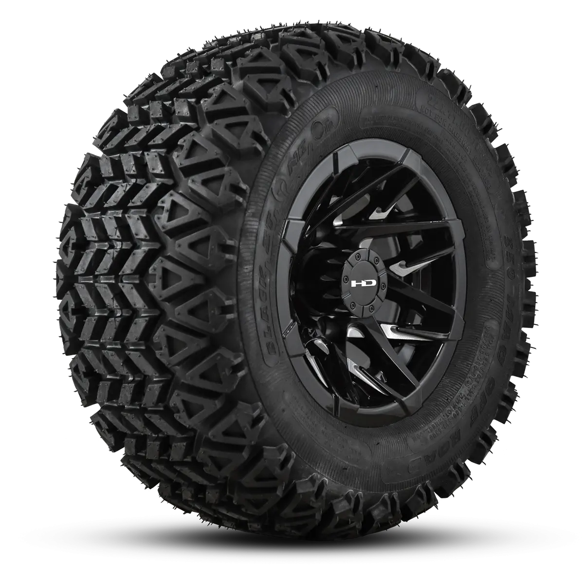 Hd Golf Wheel & Tire Package ( 1Pc ) 10X7.0 Canyon Black Milled Face W ( 1Pc ) 22 Inch A/T Tire 1