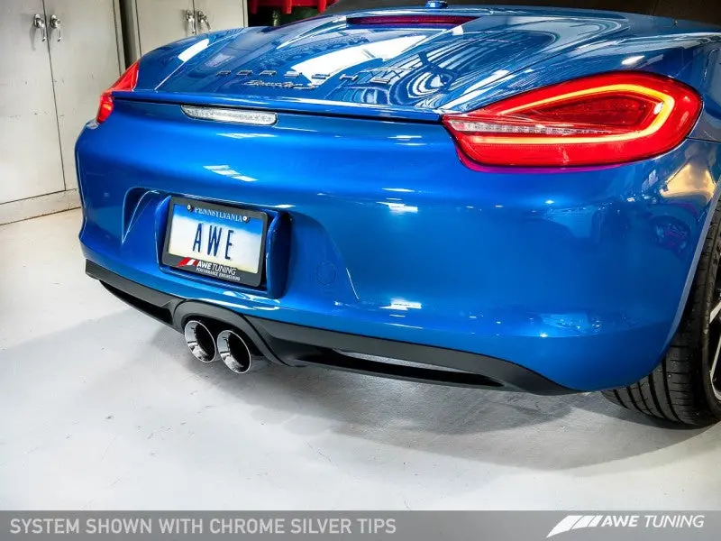 Awe Tuning Porsche 981 Performance Exhaust System - W/Chrome Silver Tips 1