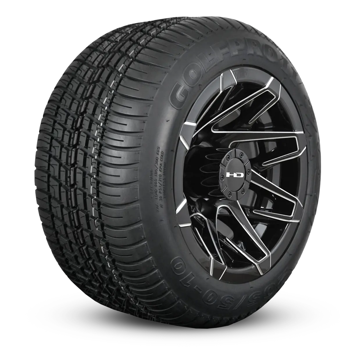Hd Golf Wheel & Tire Package ( 1Pc ) 10X7.0 Canyon Black Milled Edges W ( 1Pc ) All-Season Tire 2