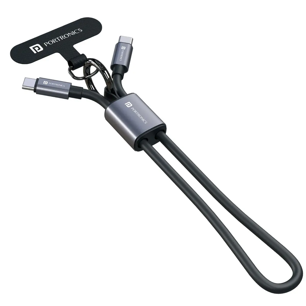 Portronics Por 3397 Velin Type C To Type C Cable 60W Max Output Premium Silicon Cable Built-In Cable Organizer Strap 1
