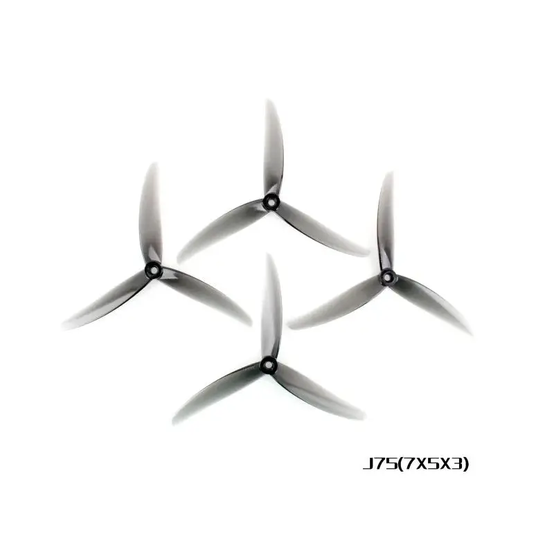 Hqprop Macroquad Prop J75(7X5x3) (2Cw+2Ccw)-Poly Carbonate Triblade Propeller Light Grey 2