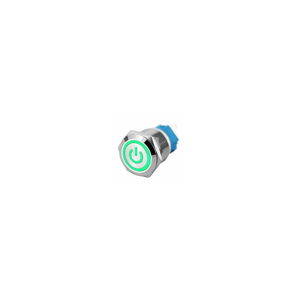 19Mm Green Power Symbol Led Stainless Steel  Latching Type Push Button Switch Ip65 12V Dc 1