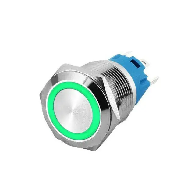 16Mm Green Led Stainless Steel Momentary Type Push Button Switch Ip65 (5V-24V) Dc 1