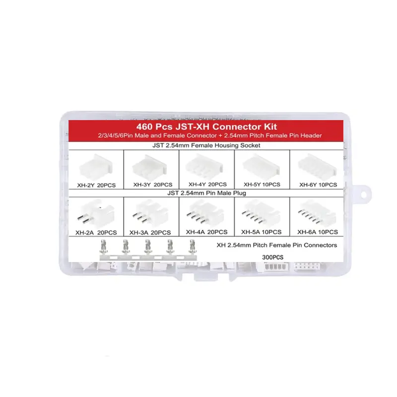460Pcs Jst-Xh 2.54 2,3,4,5,6 Pin 2.54Mm Pitch Housing Connector Terminal Kit 1