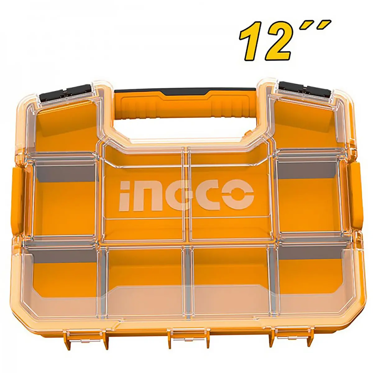 Ingco Pbx1211 12 Inch Plastic Component Box, Stackable Tool Box Organizer Carrying Handle, 10 Compartments 1