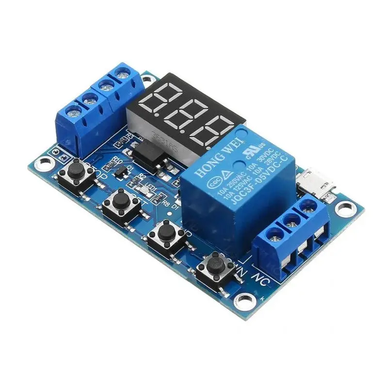 6-30V 1-Channel Power Relay Module With Adjustable Timing Cycle 1