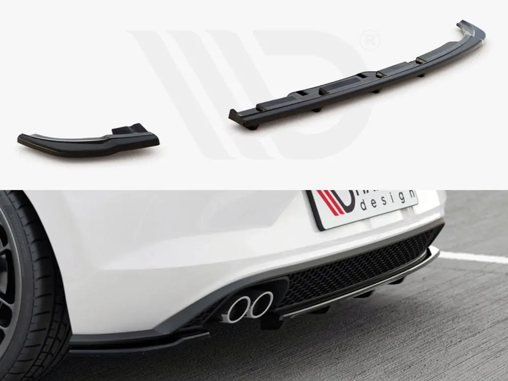 Maxton Design Central Rear Splitter (W/ Vertical Bars) Vw Polo Mk6 Gti (2017-2021) 1