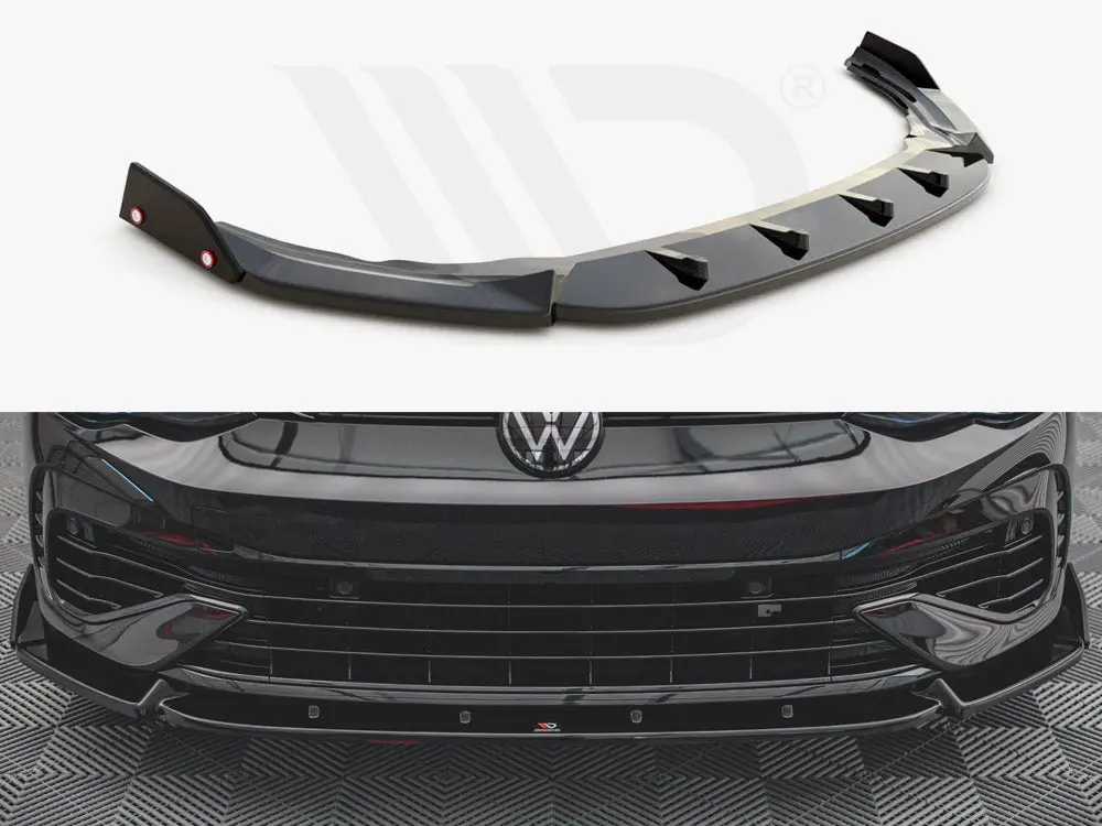 Maxton Design Front Splitter V.2 + Flaps Vw Golf R Mk8 1