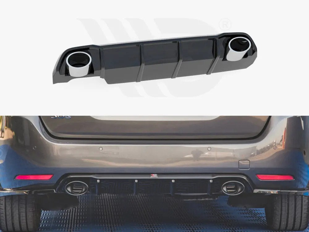 Maxton Design Rear Valance + Exhaust Ends Imitation Peugeot 308 Sw Mk2 Facelift Textured 1