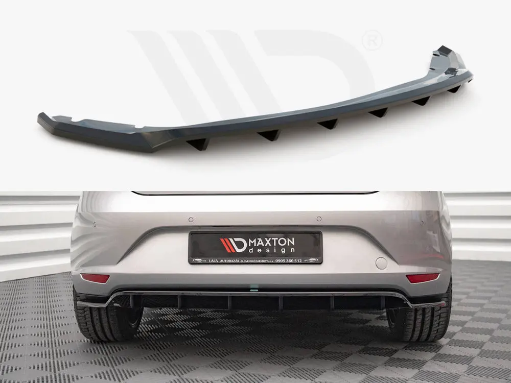 Maxton Design Central Rear Splitter (Vertical Bars) Seat Leon Hatchback Mk3 (2012-2016) 1