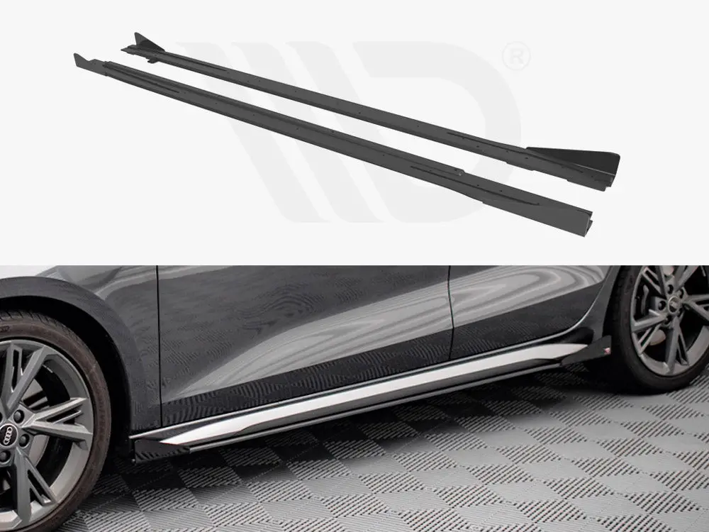 Maxton Design Street Pro Side Skirts Diffusers + Flaps Audi S3 / A3 S-Line 8Y 1