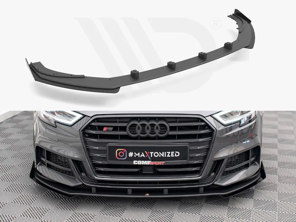 Maxton Design Street Pro Front Splitter V.1 + Flaps Audi S3 / A3 S-Line Sportback 8V Facelift 1