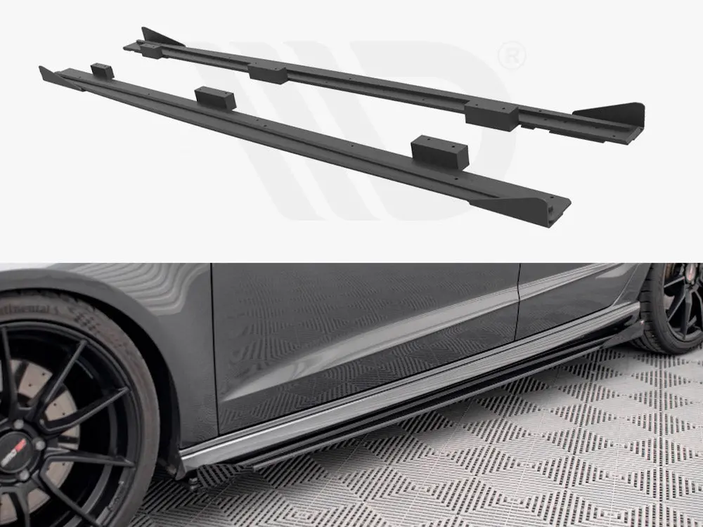 Maxton Design Street Pro Side Skirts Diffusers + Flaps Audi S3 / A3 S-Line Sportback 8V Facelift 1