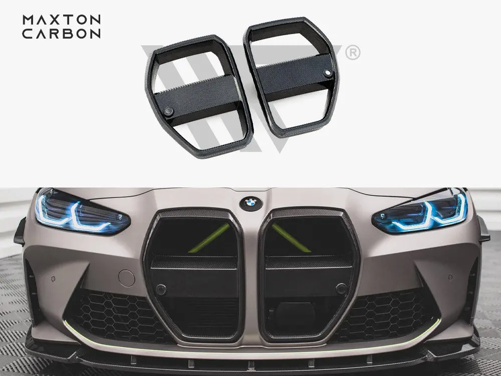 Maxton Design Carbon Fiber Front Grill + License Plate Holder Base Bmw M4 G82 1