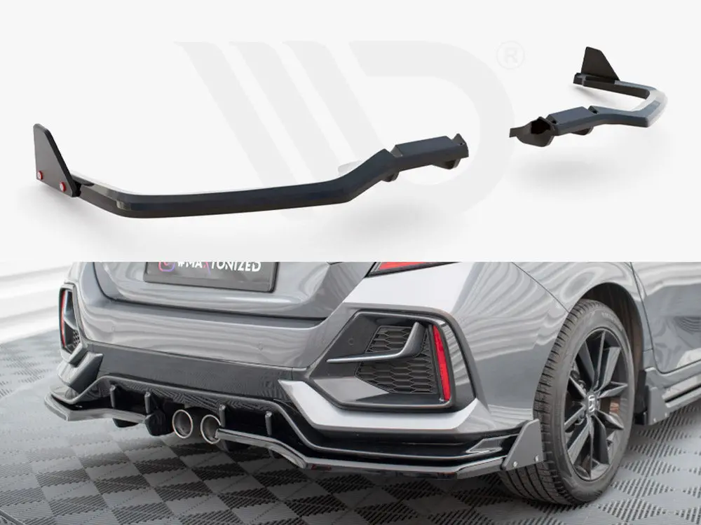 Maxton Design Central Rear Splitter (Vertical Bars) + Flaps Honda Civic Sport Mk 10 1