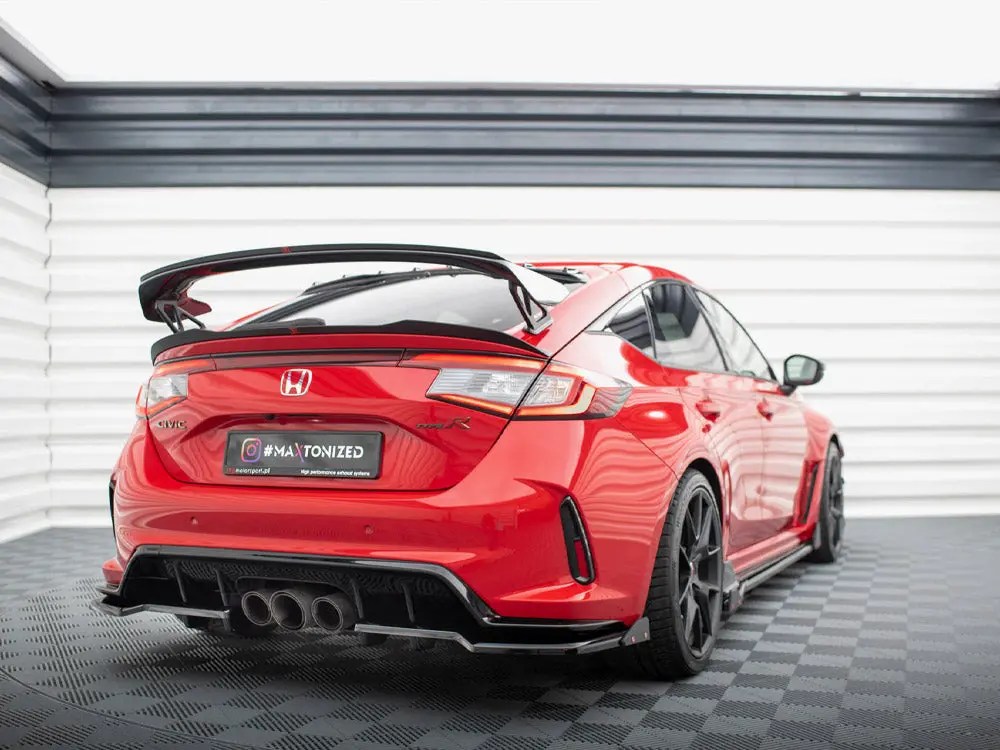 Maxton Design Central Rear Splitter (Vertical Bars) V.1 + Flaps Honda Civic Type-R Mk 11 2