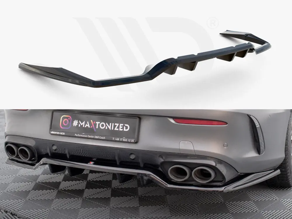 Maxton Design Central Rear Splitter (Vertical Bars) Mercedes-Amg C43 Coupe C205 Facelift 1