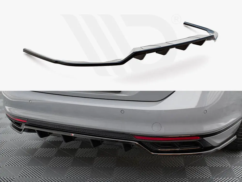 Maxton Design Central Rear Splitter (Vertical Bars) Volkswagen Passat R-Line B8 Facelift 1