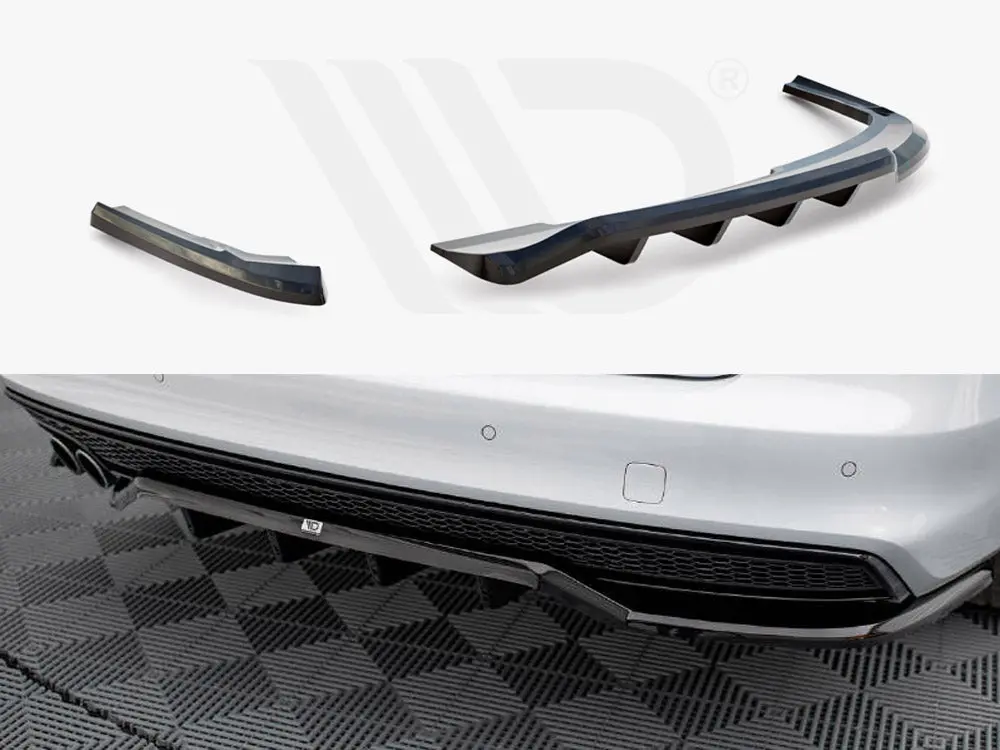 Maxton Design Central Rear Splitter (Vertical Bars) Audi A4 Competition B8 Facelift 1