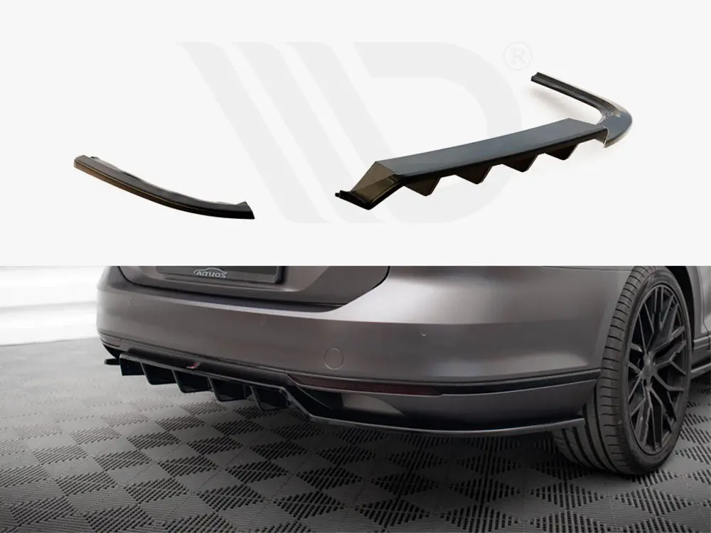 Maxton Design Central Rear Splitter (Vertical Bars) Volkswagen Passat R-Line B8 1