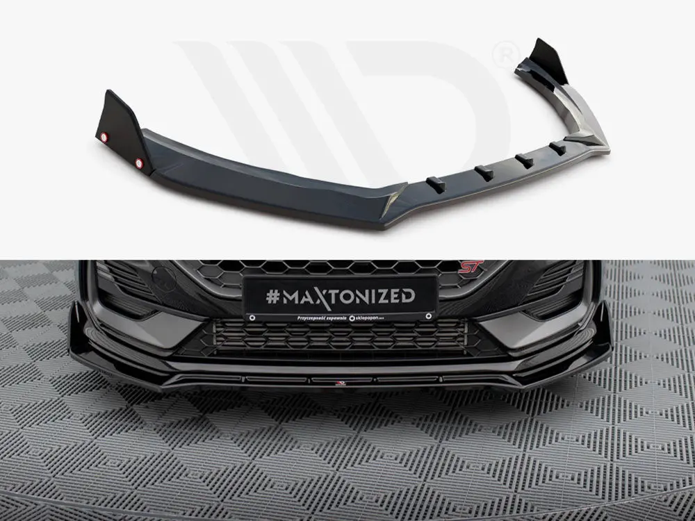 Maxton Design Front Splitter V.4 + Flaps Ford Fiesta St / St-Line Mk8 Facelift 1