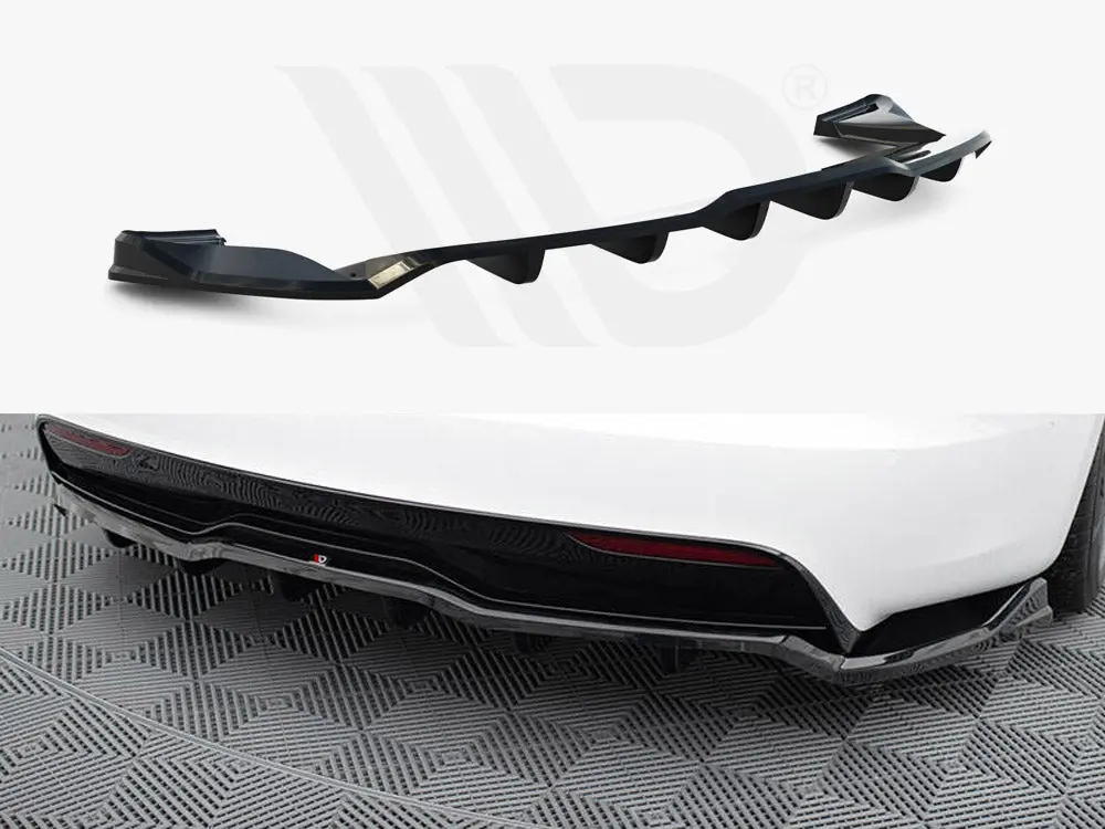 Maxton Design Central Rear Splitter (Vertical Bars) V.1 Tesla Model S Plaid Mk1 Facelift 1