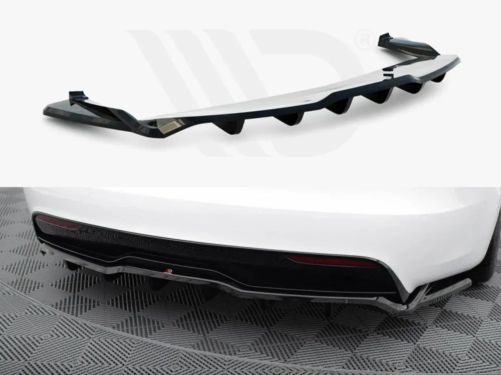 Maxton Design Central Rear Splitter (Vertical Bars) V.2 Tesla Model S Plaid Mk1 Facelift 1