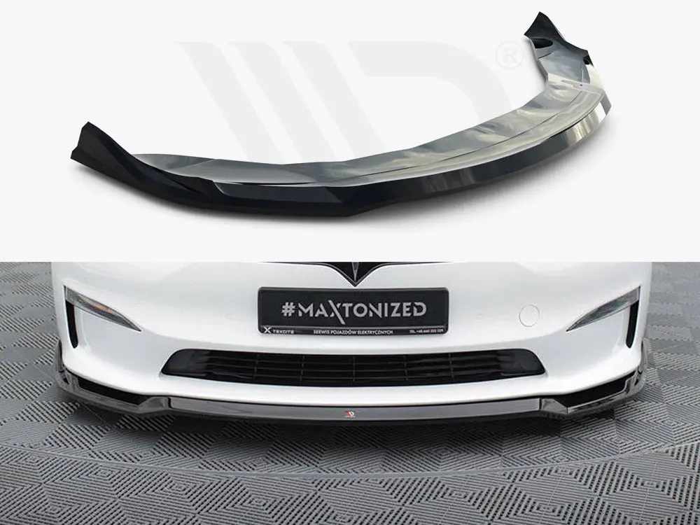 Maxton Design Front Splitter V.2 Tesla Model S Plaid Mk1 Facelift 1