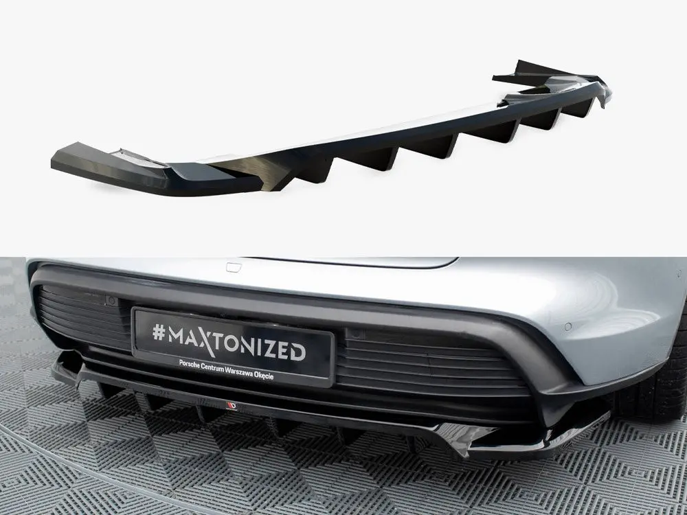 Maxton Design Central Rear Splitter (Vertical Bars) Porsche Taycan Mk1 1