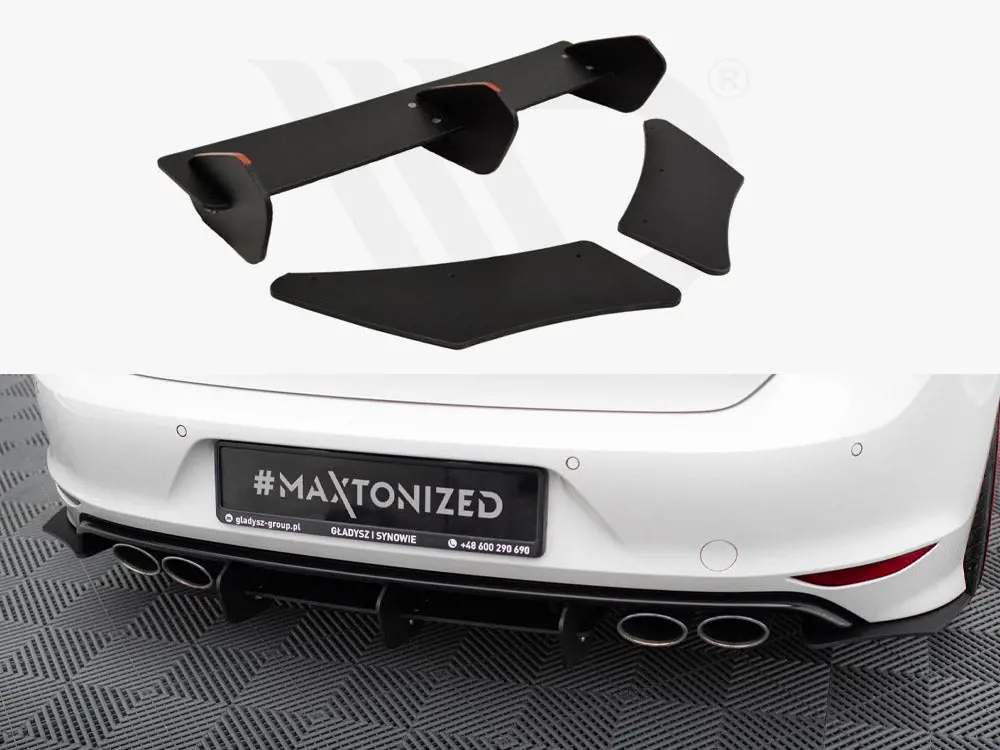 Maxton Design Vw Golf 7 R Hatchback Rear Diffuser & Rear Side Splitters (2013-2016) 1