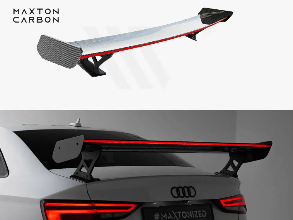 Carbon Spoiler With External Brackets Uprights + Led Audi A3 / A3 S-Line / S3 / Rs3 Sedan 8V / 8V Facelift 1