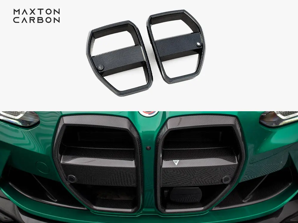 Maxton Design Carbon Fiber Front Grill + License Plate Holder Base Bmw M3 G80 / G81 1