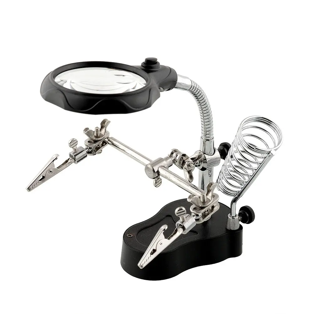 Te-801 Helping Hand Multi-Function Led Magnifier Pcb Soldering Iron Stand Holder Table Magnifying Glass 2