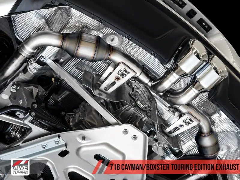 Awe Tuning Porsche 718 Boxster / Cayman Touring Edition Exhaust - Diamond Black Tips 1