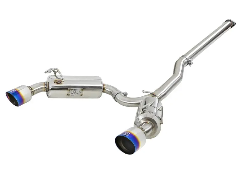 Afe Takeda 3In. To 2.5In. 304 Ss C/B Exhaust 08-15 Mitsubishi Evo I4-2.0L (T) - Blue Flamed Tips 1
