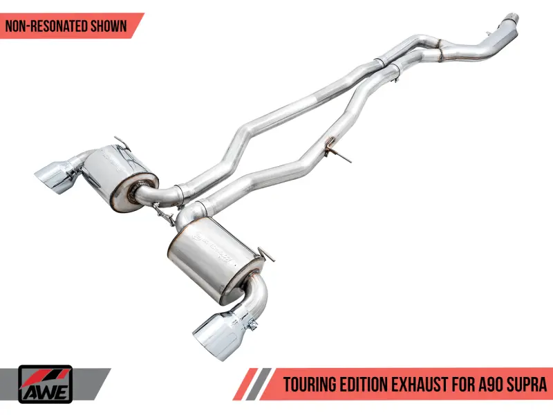 Awe 2020 Toyota Supra A90 Non-Resonated Touring Edition Exhaust - 5In Chrome Silver Tips 1