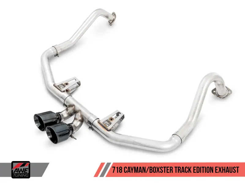 Awe Tuning Porsche 718 Boxster / Cayman Track Edition Exhaust - Chrome Silver Tips 1