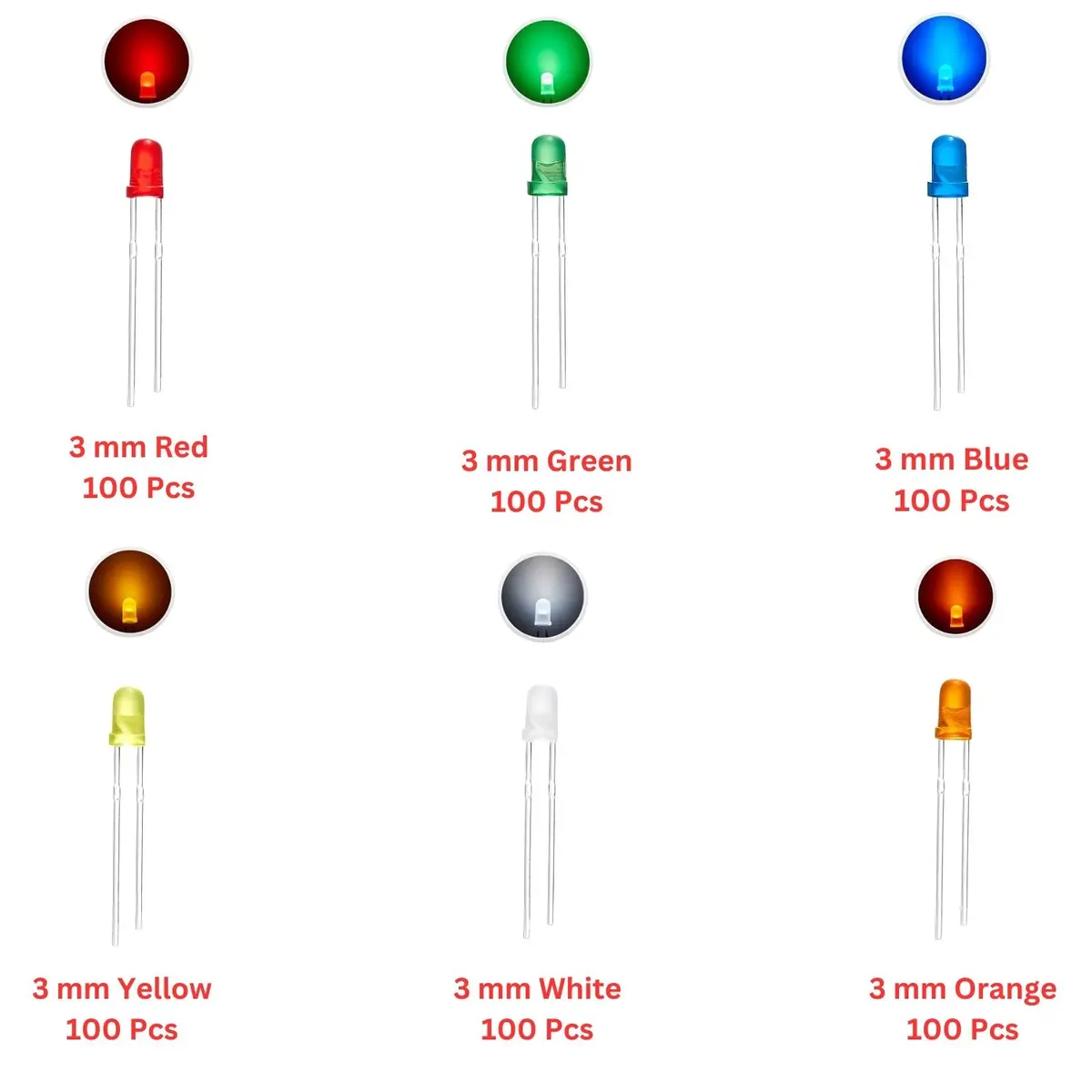 Elepak 3Mm Diffused Led Pak 600 Pcs 6 Colors 1