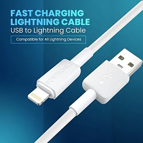 Portronics Por-1812 Konnect Link Usb To Lightning Fast Charging Cable With Ios Compatibility 1 Meter (White) 2