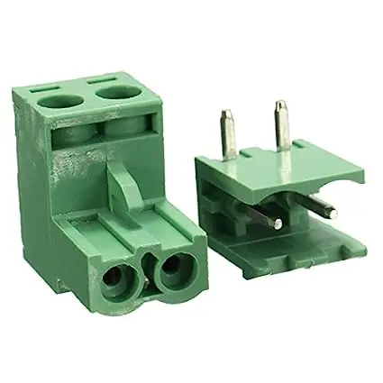 2 Pin Right Angle Male Female Plug-In Screw Terminal Block Connector (1 Pair) 1