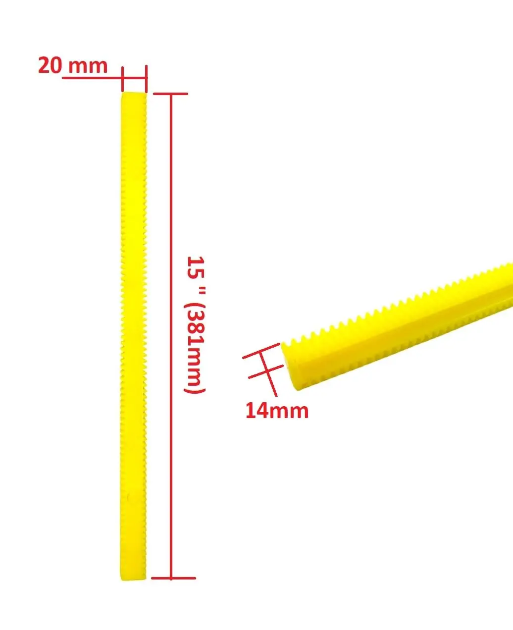 82 Teeth 15 Inch Plastic Gear Rack Linear Rack For Rack And Pinion Mechanism (Yellow) 1