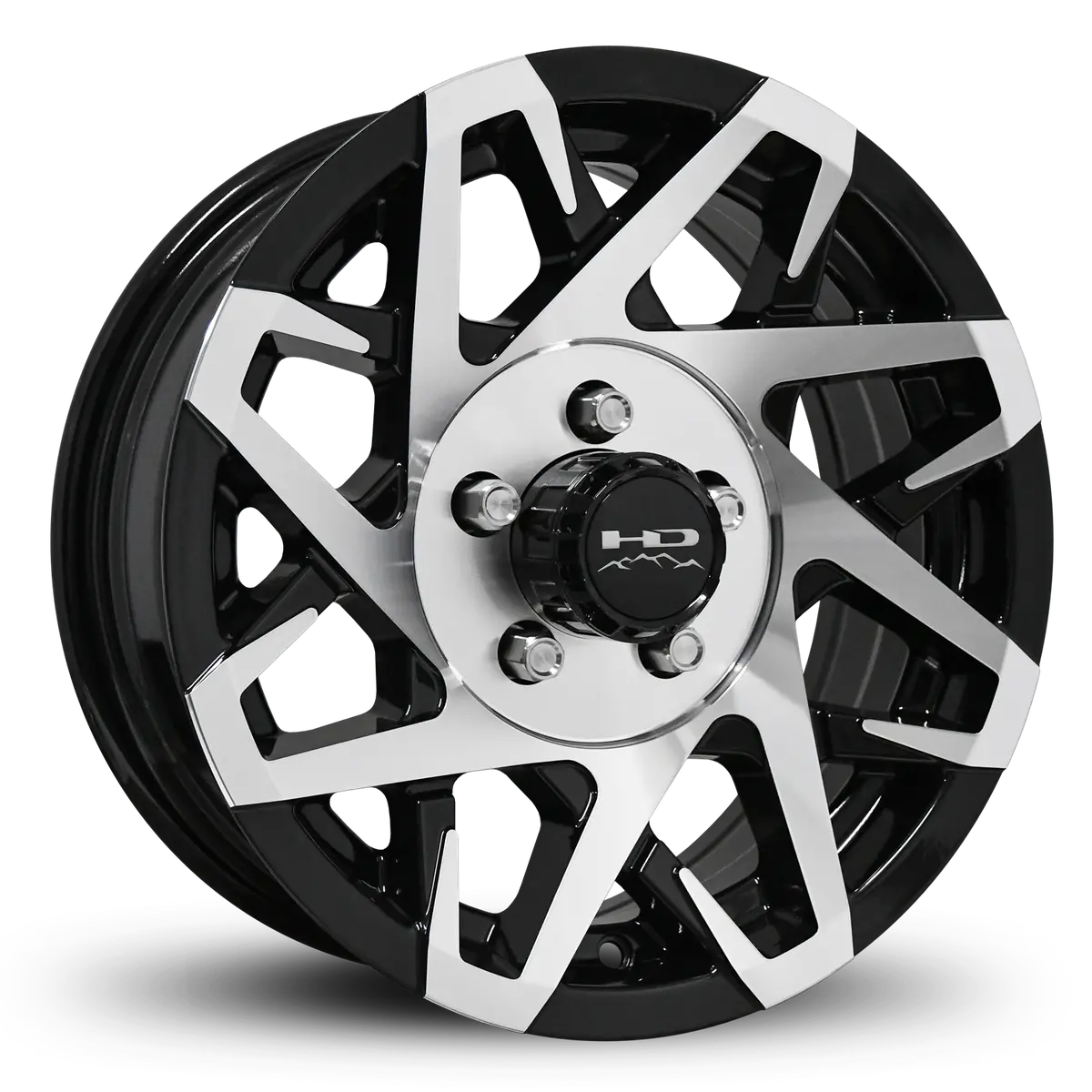 15" X 6" | Canyon Aluminum Trailer Wheel | 5 On 4-1/2 | Gloss Black Machined 1