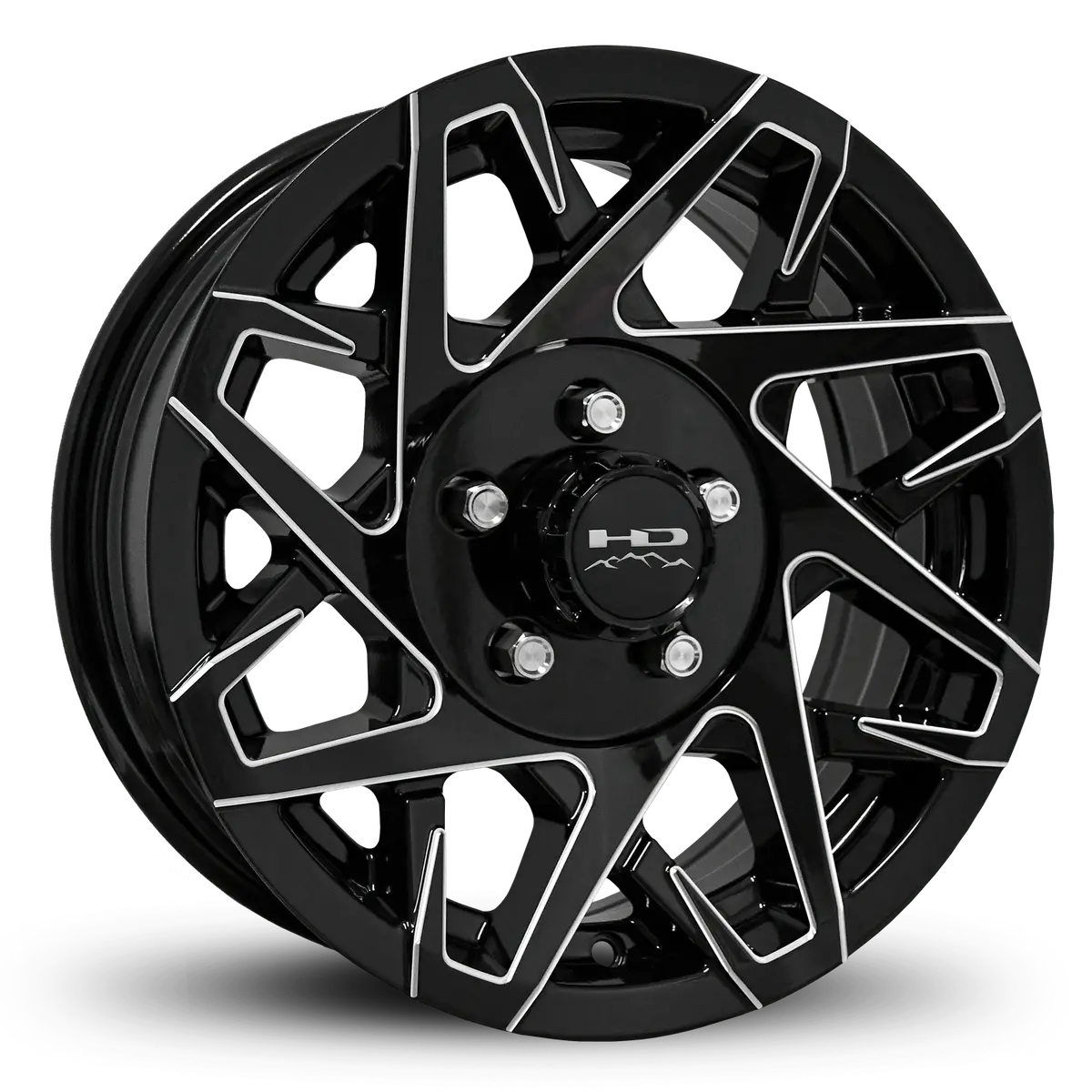 15" X 6" | Canyon Aluminum Trailer Wheel | 5 On 4-1/2 | Gloss Black Milled Edges 1
