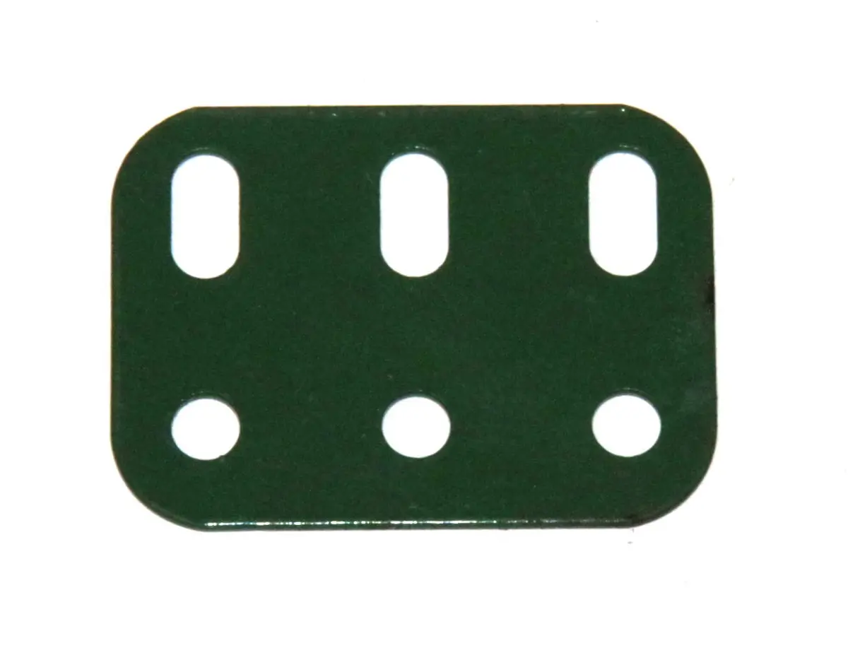 3X2 Holes Flat Metal Strip 1" X 1.5" Green 1
