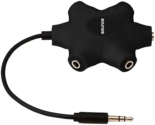 Sounce 5-Way Multi Headphone Audio Splitter Aux Adapter Connector Multi Headphone Splitter, 3.5Mm Audio Stereo Splitter Cable, 1 Male To 5 Port Female Earphone Headset Splitter Adapter, Black (5Wayaux) 1